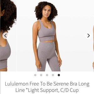 Lululemon free to be serene long line bra